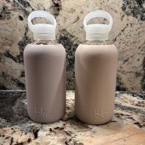two bkr 16 oz glass bottles